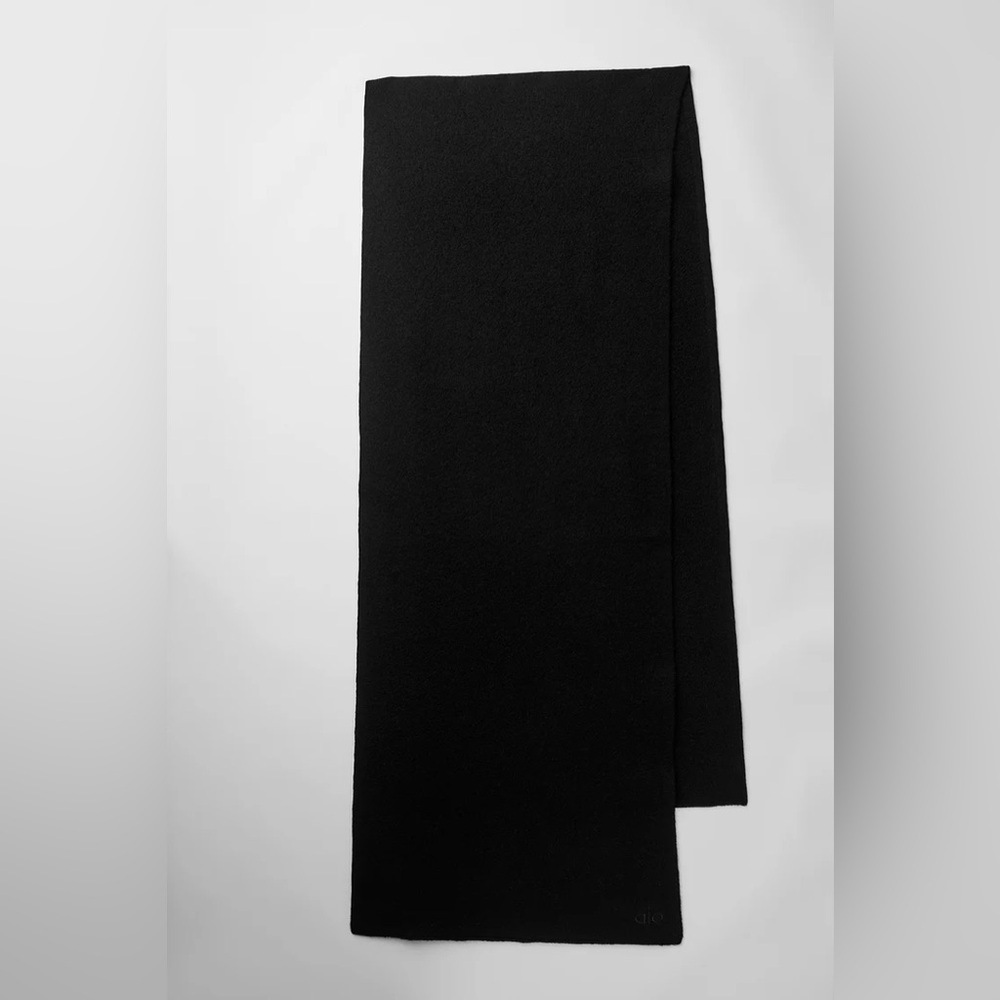 Alo Yoga Merino Wool Oversized Scarf Black Cozy Winter Luxury Wrap - Picture 4 of 9